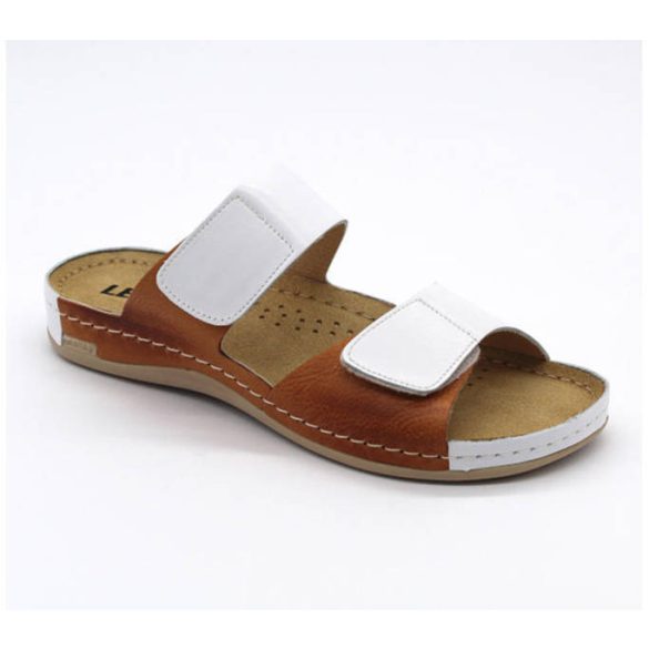 Leon Comfort 952 White/Brown női papucs