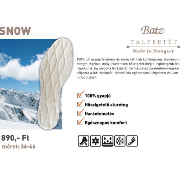 Batz talp betét 990 Snow unisex Talpbetét